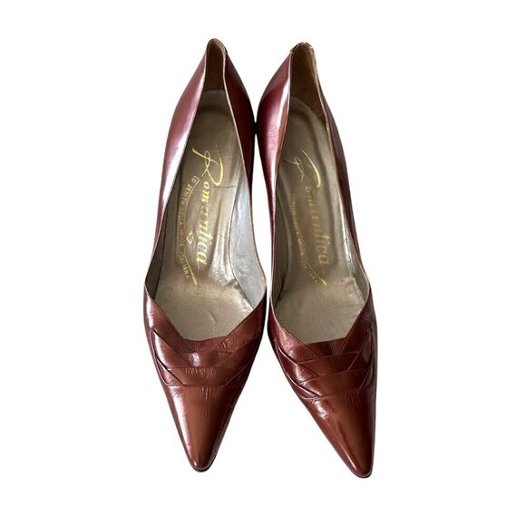 Vintage Pointed Toe  Pumps in Pearlized leather, Rust, Size 39EU - Picture 4 of 16